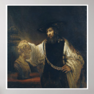 Affiches Aristote avec un buste de Homer par Rembrandt