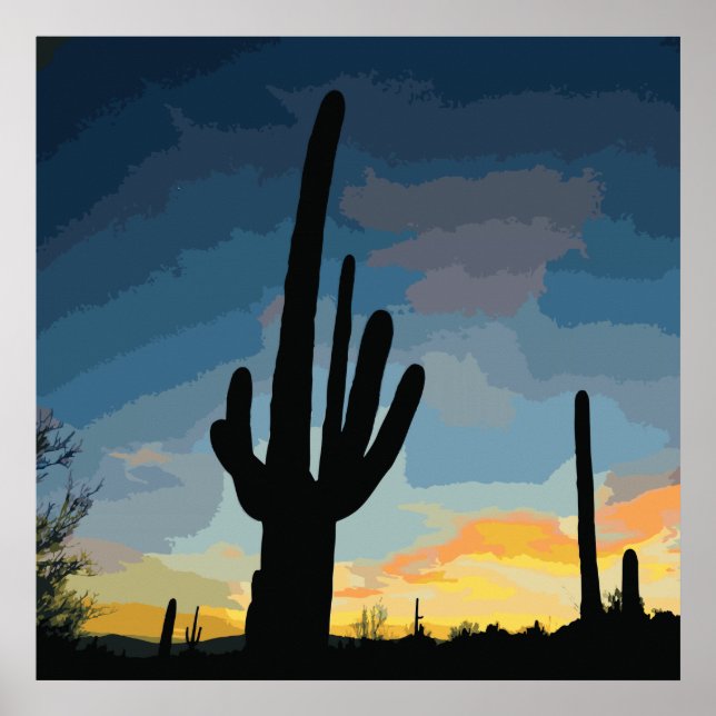 Affiches Arizona Saguaro Cactus Sunset sud-ouest (Devant)