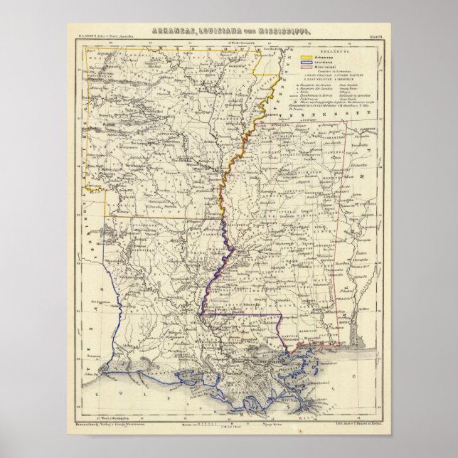 Affiches Arkansas, Louisiane et Mississippi (Devant)