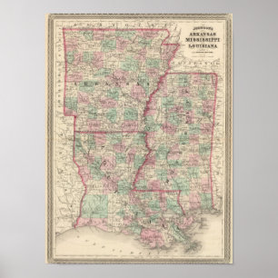 Affiches Arkansas, Mississippi et Louisiane