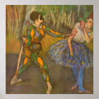 Arlequin et Columbine par Edgar Degas Art Vintage