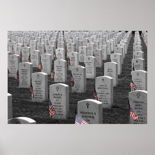 Affiches Arlington B&W Drapeaux couleur (Devant)