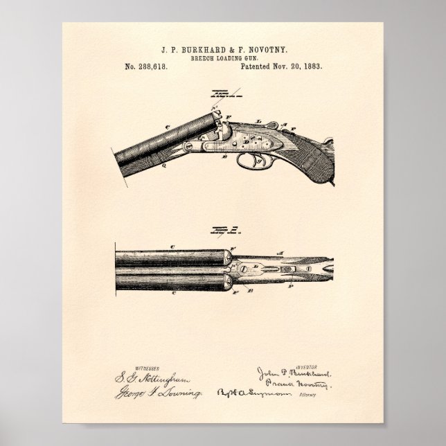 Affiches Arme de chargement Breech 1883 Art Brevet - Vieux  (Devant)