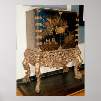 Affiches Armoire laquée en noir et or