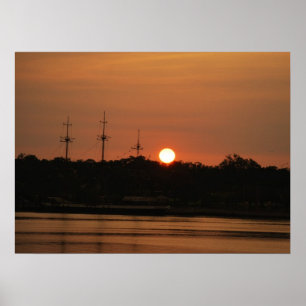 Affiches Arrangement de Sun derrière l'affiche de bateau de
