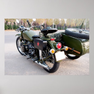 Affiches Arrière de la moto vintage 750B-2 avec un sidecar