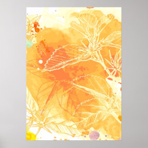 Affiches Arrière - plan d'aquarelle de vecteur et fleurs