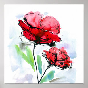 Affiches Arrière - plan floral peint par résumé 2