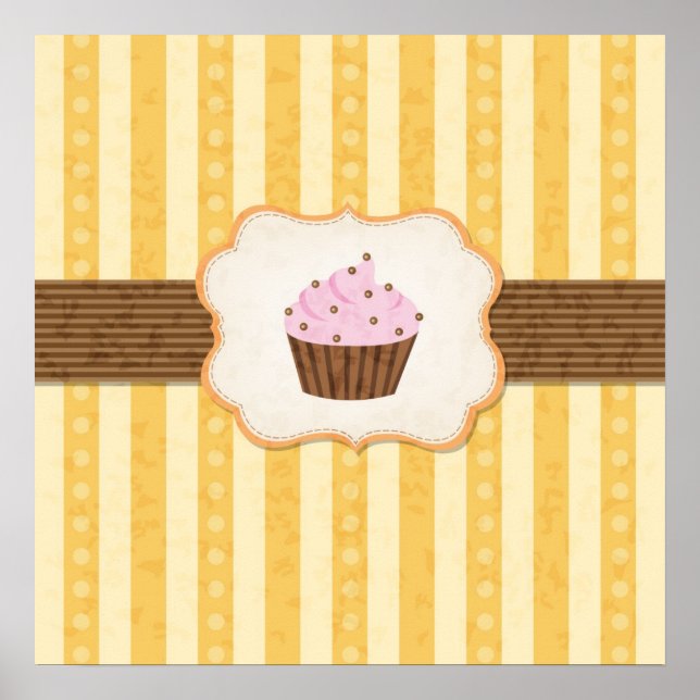 Affiches Arrière - plan vintage Cupcake (Devant)