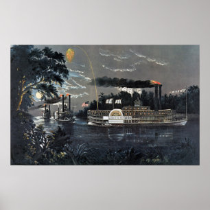 Affiches Arrondir un virage sur le bateau à vapeur du Missi