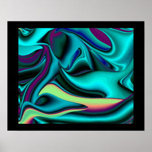Affiches Art Abstrait Futuriste 3D Arc-en-ciel Métallique