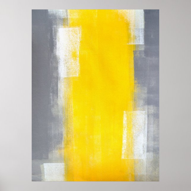Affiches Art Abstrait gris et jaune (Devant)