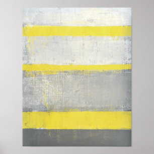 Affiches Art Abstrait gris et jaune