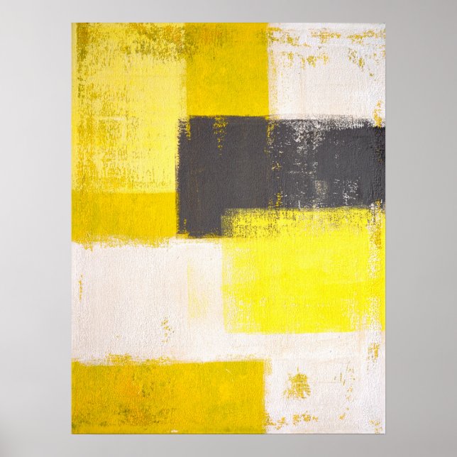 Affiches Art Abstrait gris et jaune "Simply Modern" (Devant)