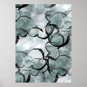 Affiches art avant-garde gris, peinture à main noire