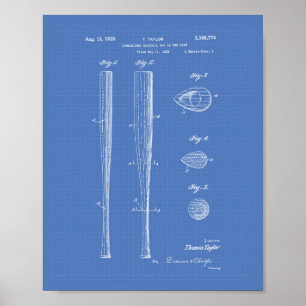 Affiches Art de brevet de la batte de baseball 1939 -