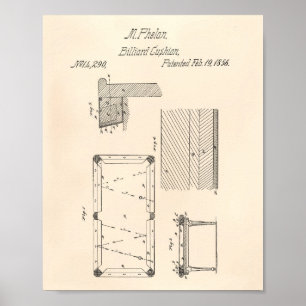 Affiches Art de brevet du coussin 1856 de table de billard