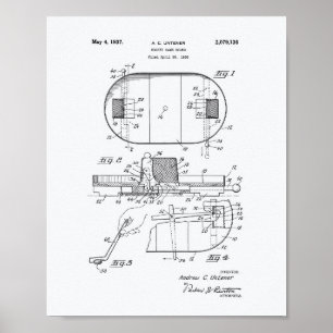 Affiches Art de brevet du panneau 1937 de match de hockey -