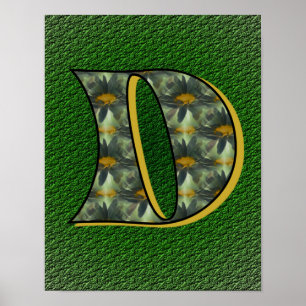 Affiches Art de fleur de marguerite initiale D de monogramm