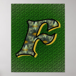 Affiches Art de fleur de marguerite monogramme initial F
