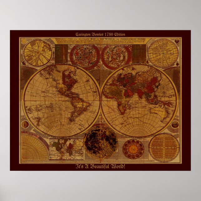 Affiches Art de la carte de l'ancien monde 1780 (Devant)