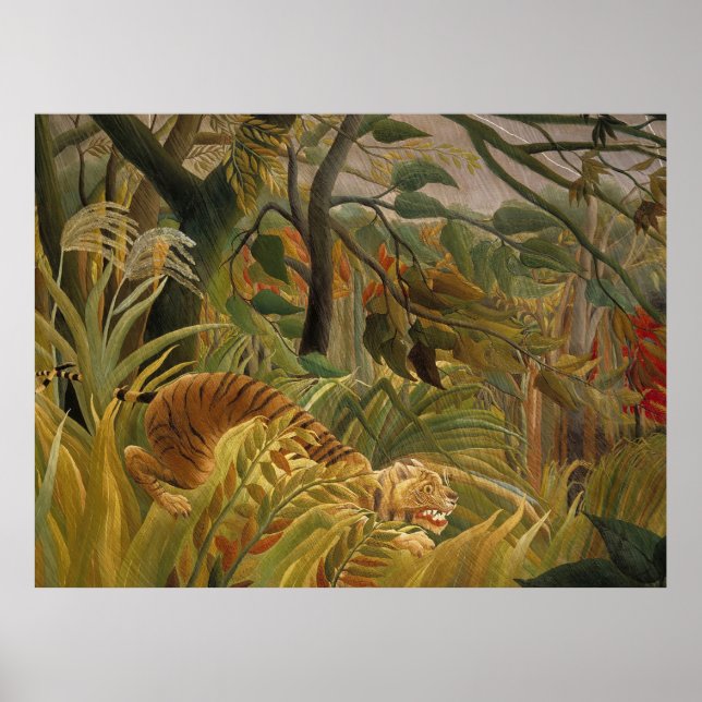 Affiches Art de la jungle tropicale de Roussequ Tigre (Devant)