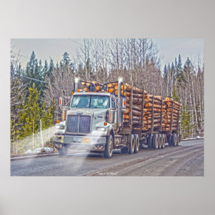 Affiches Art de notation blanc de camion et de route de