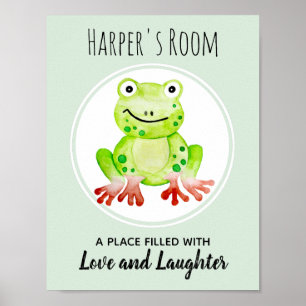 Affiches Art de nurserie de grenouille verte aquarelle pour