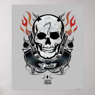Affiches Art de tatouage de crâne et de flammes du peloton
