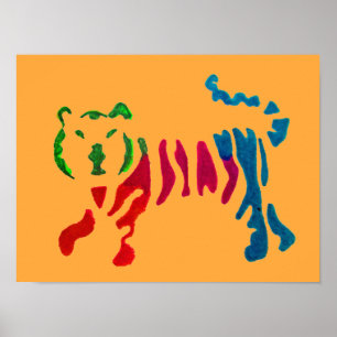 Affiches Art de tigre rayé arc-en-ciel