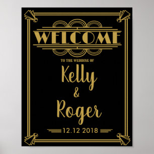 Affiches ART Deco 1920's Gatsby style wedding welcome print