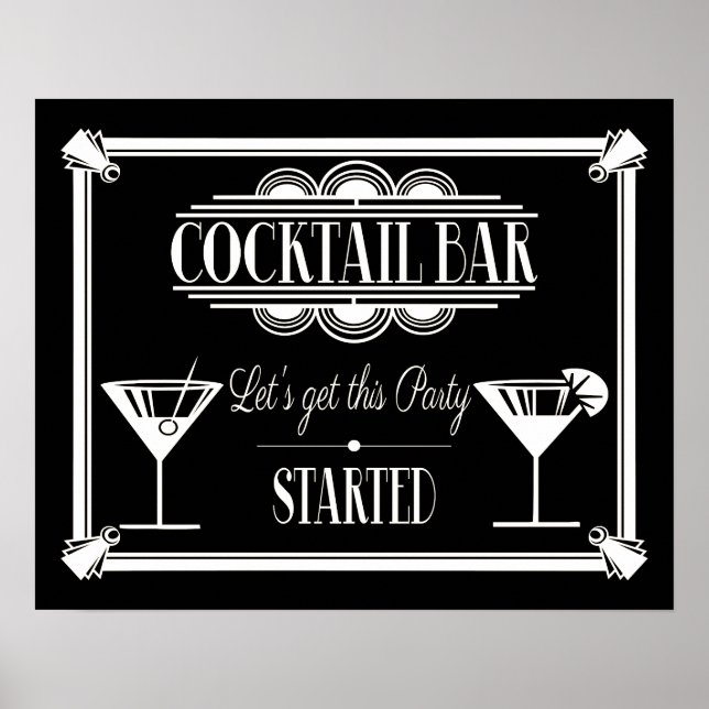 Affiches ART Deco Cocktail bar signe Gatsby Party des année (Devant)