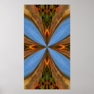 Affiches Art Du Kaleidoscope Bleu Abstrait Et Brown