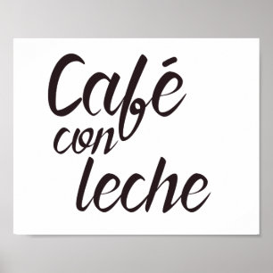 Affiches Art espagnol de mot de café de Leche d'escroquerie