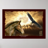 Art espagnol Mustang Horse & Bald Eagle Imprimer