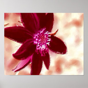 Affiches Art Fleur de peinture de la marguerite rouge