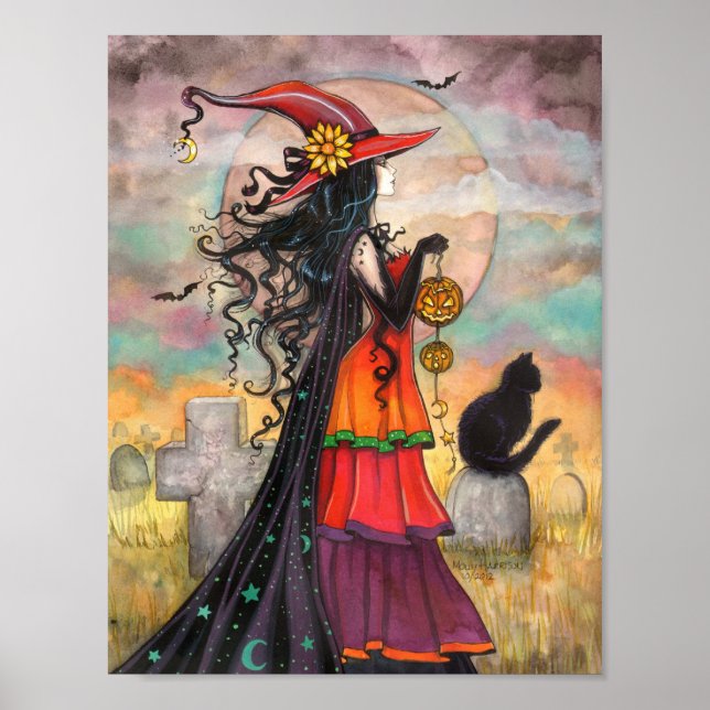 Affiches Art gothique de fantaisie d'Halloween Witch Way (Devant)