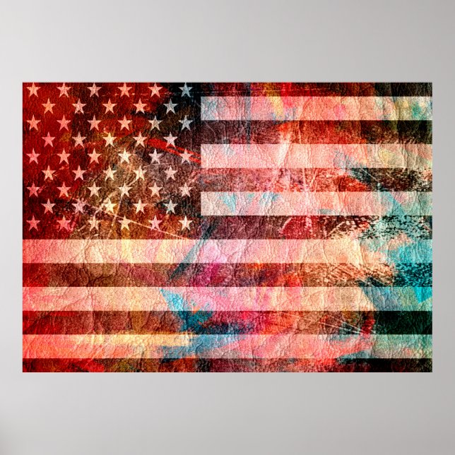 Affiches Art Grunge American Flag #6 (Devant)
