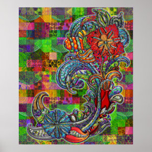 Affiches Art moderne d'abrégé sur floral boucles