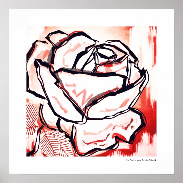 Affiches Art moderne élégant Red Rose | Décor Mariage à fle (Devant)