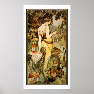Affiches Art Nouveau Alfons Mucha, cognac 10" x 18"