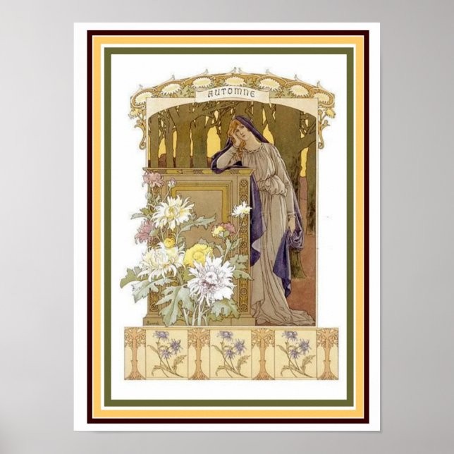 Affiches Art Nouveau Alphonse Mucha Atomne 12 x 16 Mur Art (Devant)