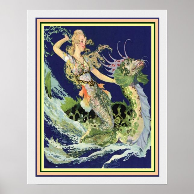 Affiches Art Nouveau "Girl & Sea Serpent" 16x20 (Devant)