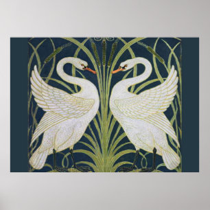 Affiches Art Nouveau Swan Deux Swans