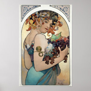 Affiches Art nouveau vintage 1897 "Fruit" d'Alphonse Mucha