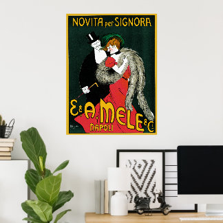 Affiches Art Nouveau vintage, Mode italienne Amour Romance
