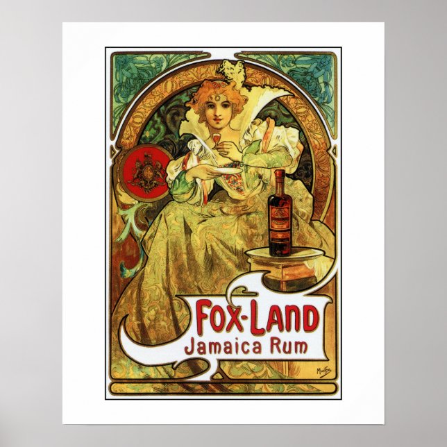 Affiches Art nouveau vintage Mucha Jamaïque Rum ad (Devant)
