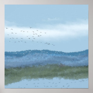 Affiches art numérique lac et montagnes 2 de 2