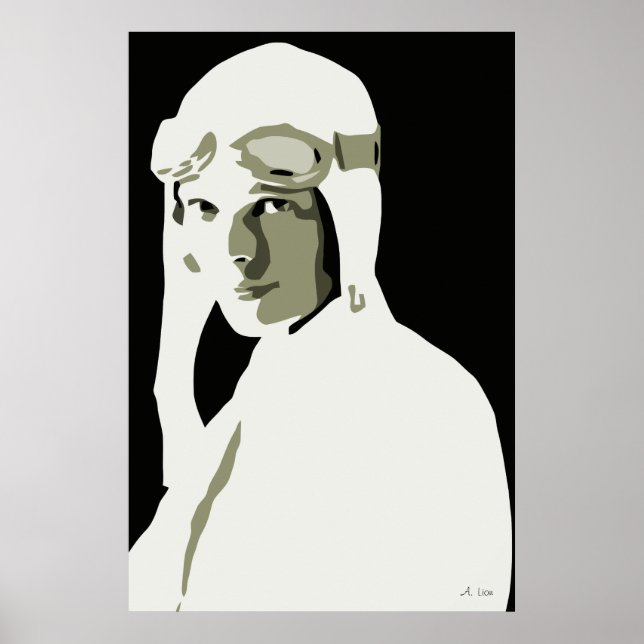 Affiches Art vectoriel en niveaux de gris Amelia Earhart 24 (Devant)