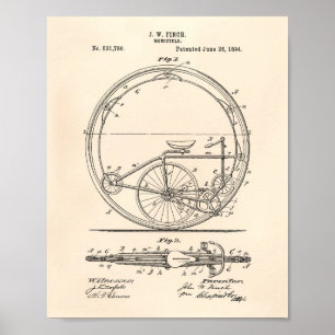 Affiches Art vieux Peper de brevet de Monocycle 1894